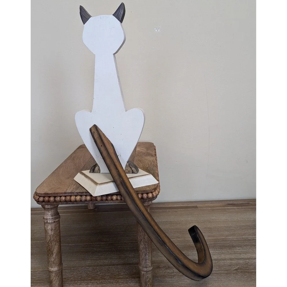 Vintage Siamese Cat Hand Painted Wood Cutout 17